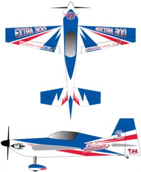 Extreme Flight Extra blue-white-red v2 Graphic Package 1